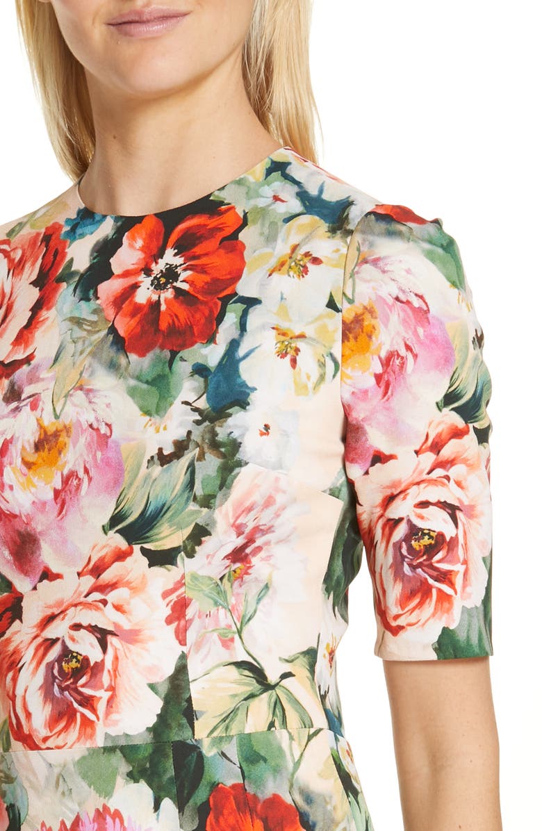 Floral Printed Cady Mini Dress