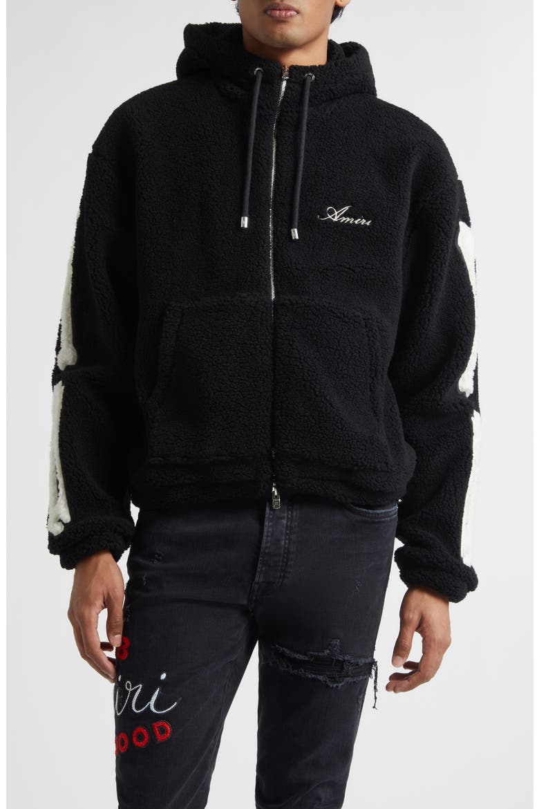 Bones Patch High Pile Fleece Full Zip Hoodie (Men) | Nordstrom