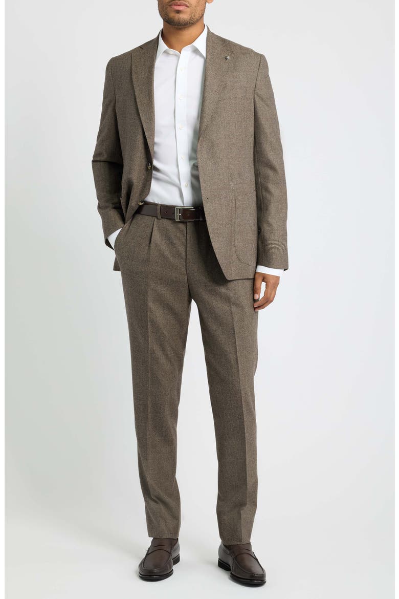 Irving Wool Tic Weave Suit, Main, color, BROWN