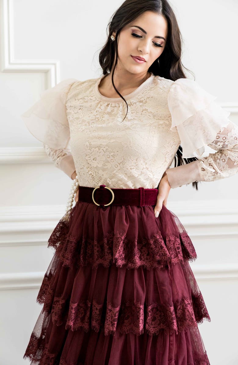 Rachel Parcell Oval Buckle Velvet Belt, Alternate, color,