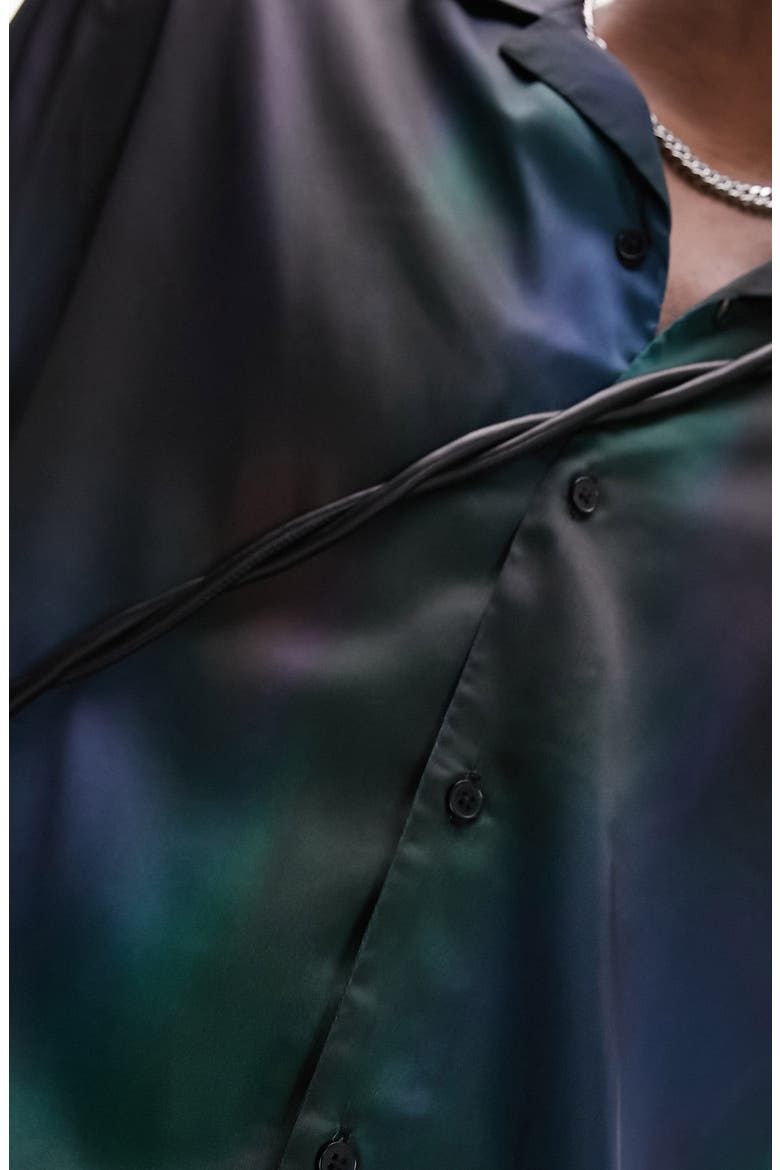 Space Dye Short Sleeve Satin Camp Shirt, Alternate, color, BLACK MULTI