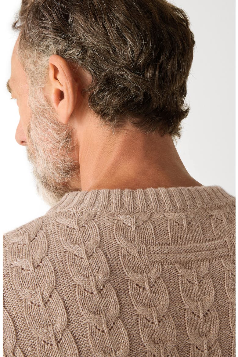Beige Mélange Linen, Cashmere & Silk Crewneck Sweater, Alternate, color, BEIGE MELANGE