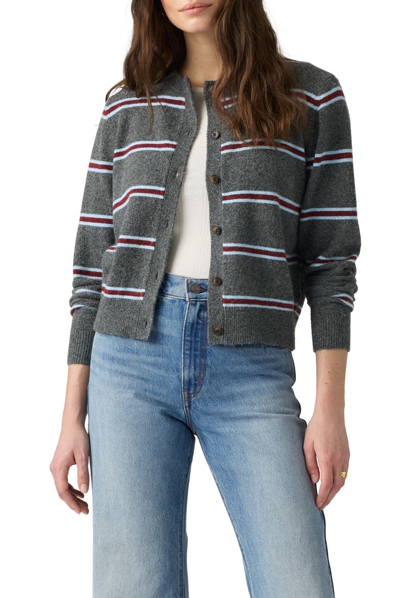 Claire Stripe Cardigan, Main, color, DEVIN STRIPE HEATHER GREY