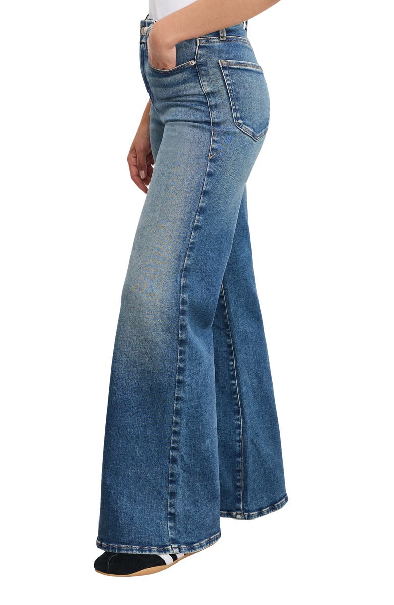 Good American Soft-Tech Good Petite Wide Leg Palazzo Jeans, Alternate, color, Indigo986