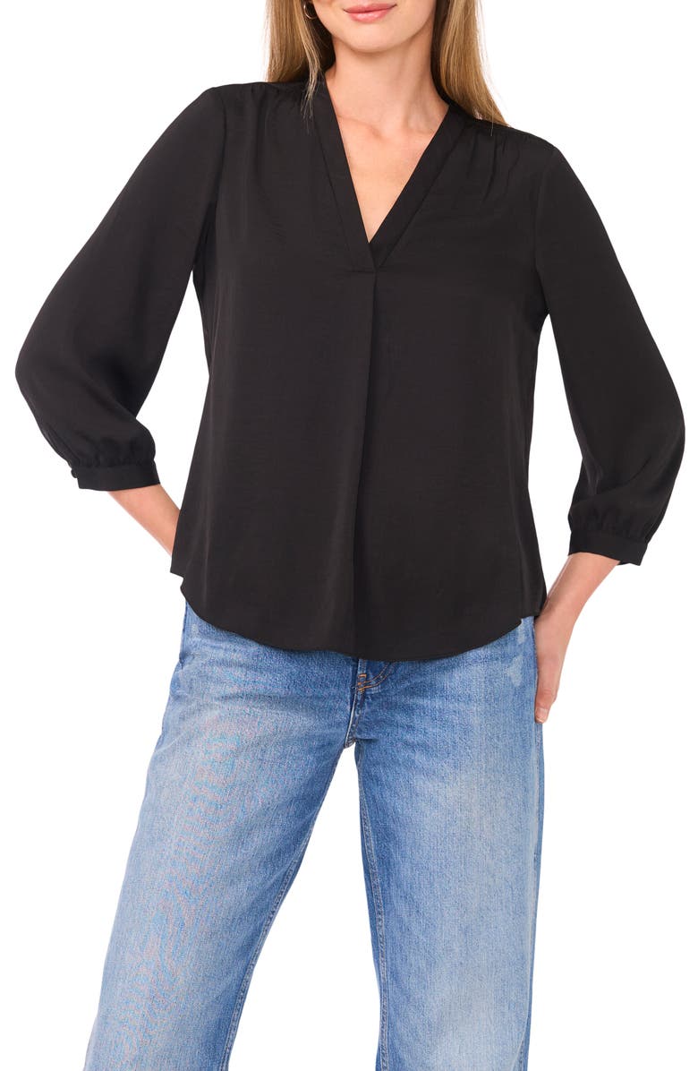 Vince Camuto Rumpled Satin Top, Main, color, Rich Black