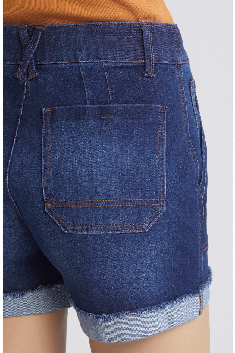 'Ab'Solution Patch Pocket High Waist Denim Shorts, Alternate, color, IN INDIGO