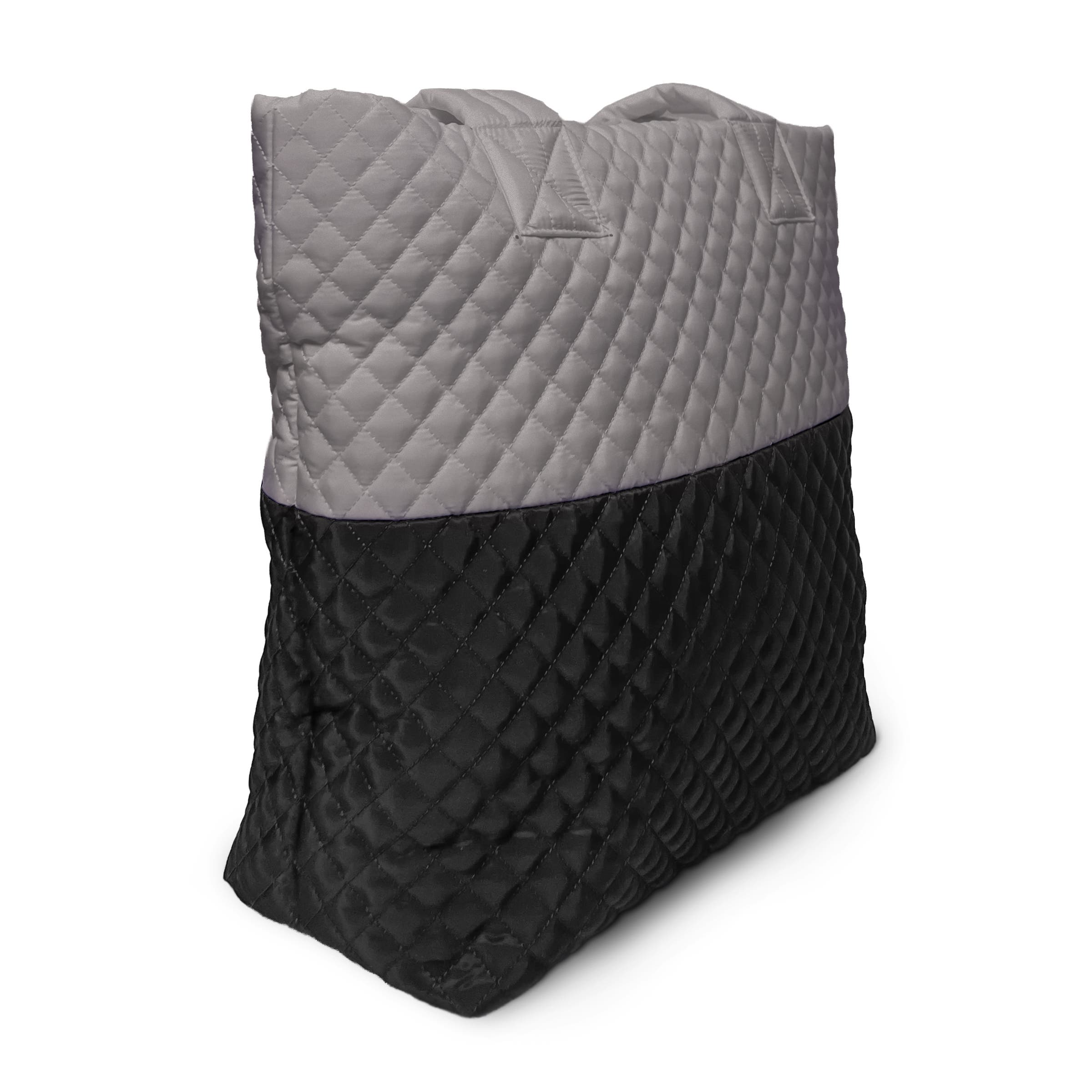 Youzey Newport Two-Tone Quilted Tote Bag, Alternate, color, Light Grey/Black