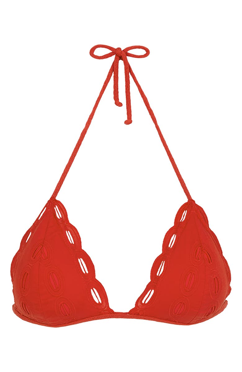 ViX Paula Hermanny Naya Eyelet Triangle Bikini Top, Alternate, color, Red