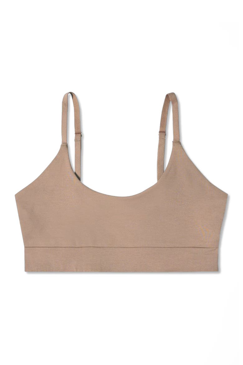 Everyday Strappy Scoop Bralette Made With Organic Cotton, Alternate, color, Driftwood Brown