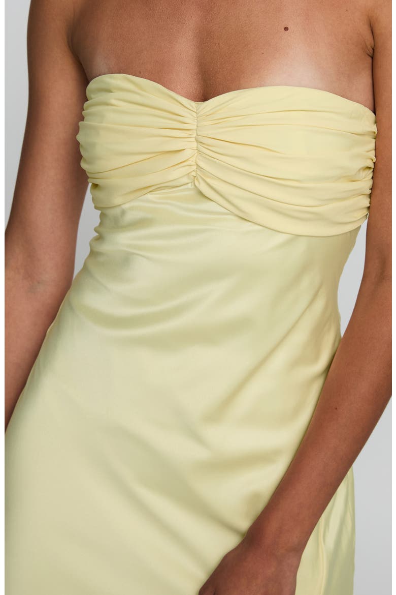 Chevalier Strapless Stretch Satin Maxi Cocktail Dress, Alternate, color, LEMON