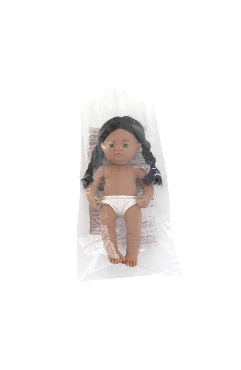 Miniland Native American Baby Doll with Long Black Hair - 15'', Alternate, color, Brown