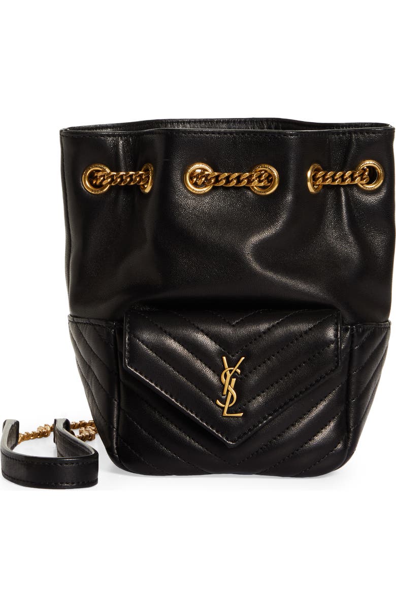 Saint Laurent Mini Joy Matelassé Leather Bucket Bag, Main, color,