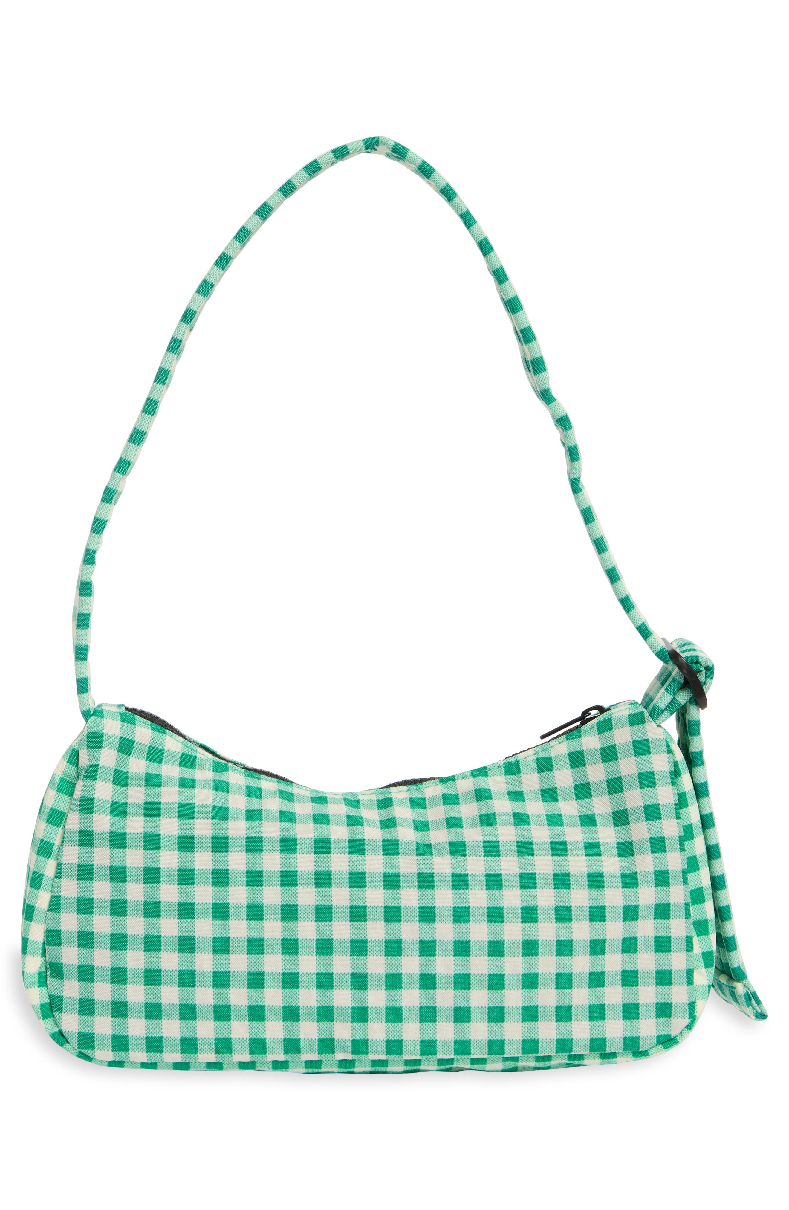 Baggu Cargo Recycled Nylon Shoulder Bag, Alternate, color, Green Gingham