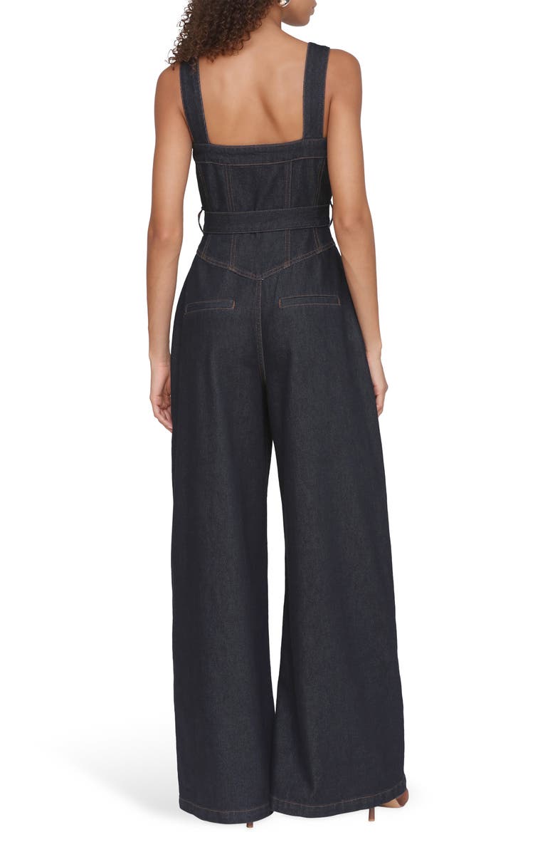 Avec Les Filles Zip Front Corset Jumpsuit, Alternate, color, Dark Rinse Wash