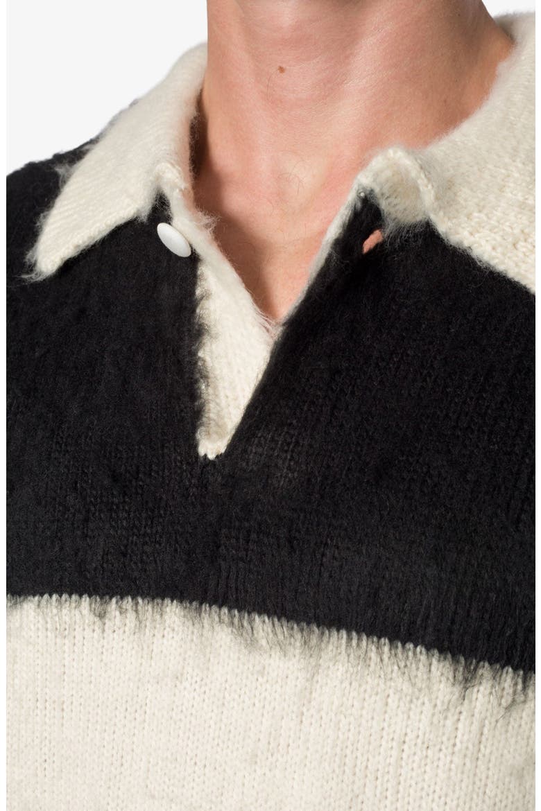 Stripe Cotton Rugby Sweater, Alternate, color, BLACK/ WHITE