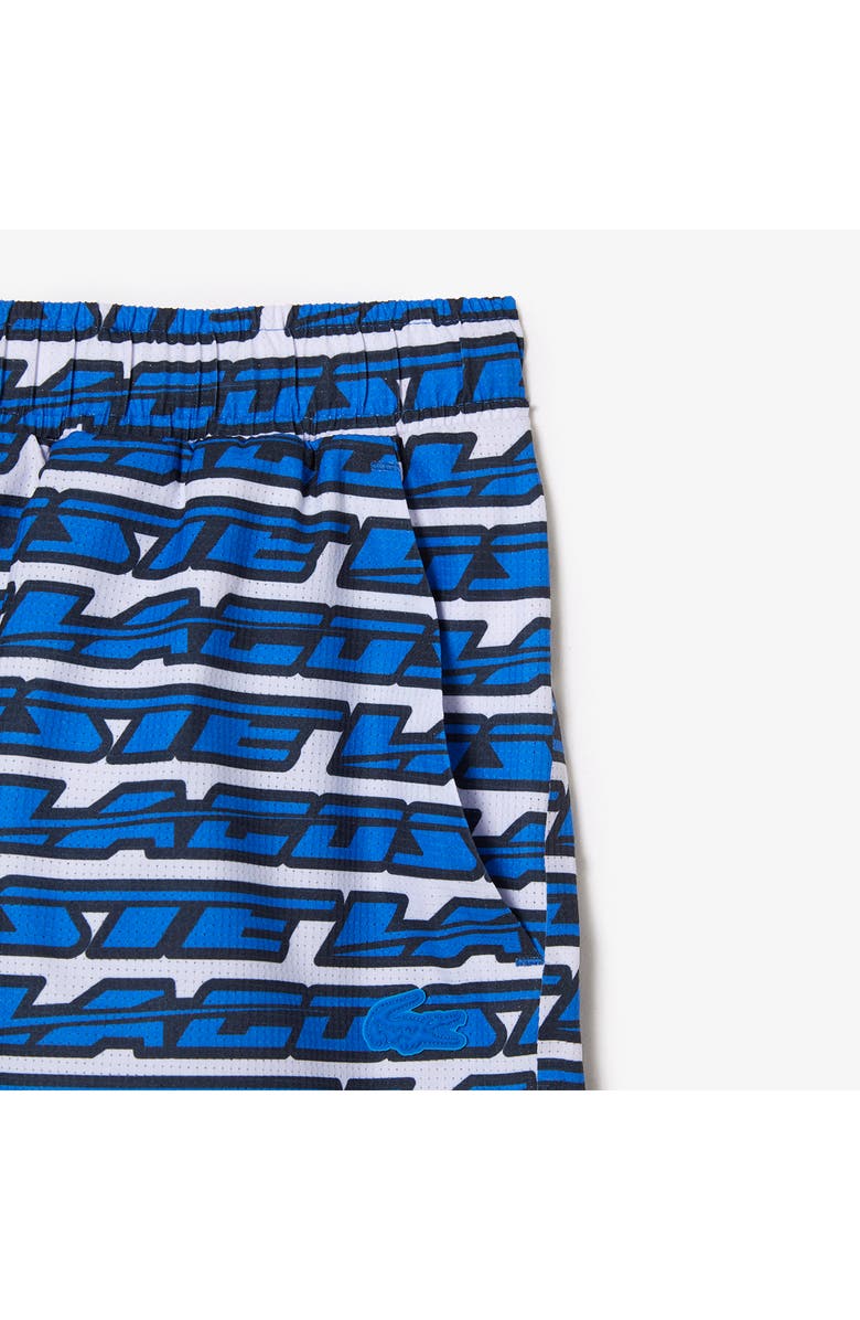 Lacoste Logo Print Cotton Swim Trunks, Alternate, color, 