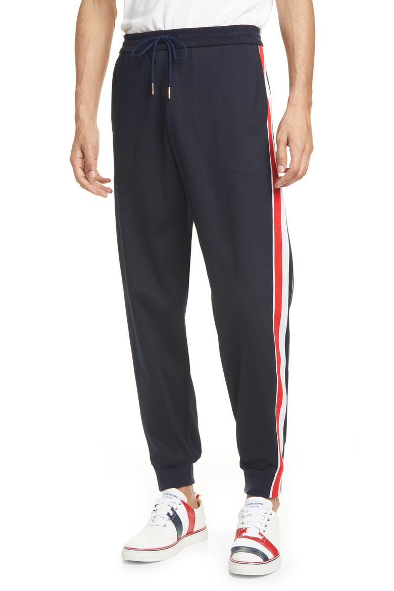 Rib Stripe Sweatpants, Main, color, NAVY