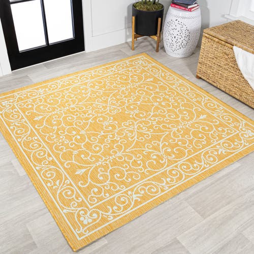 Jonathan Y Charleston Vintage Filigree Textured Weave Indoor/outdoor Area Rug In Yellow/cream