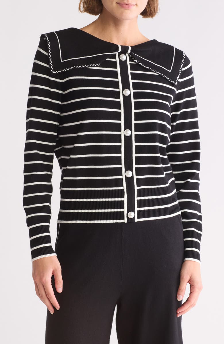 Adrianna Papell Stripe Bow Cardigan, Main, color, 
