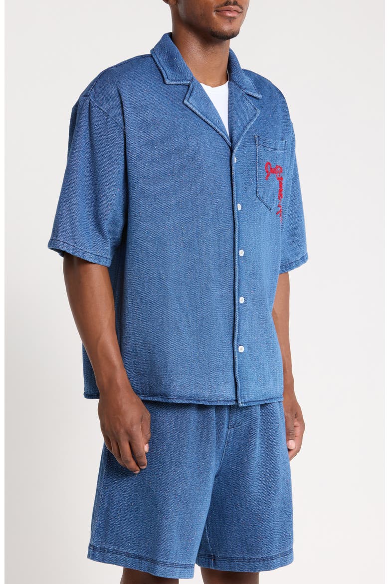Dropoff Canvas Camp Shirt, Alternate, color, INDIGO/ RED
