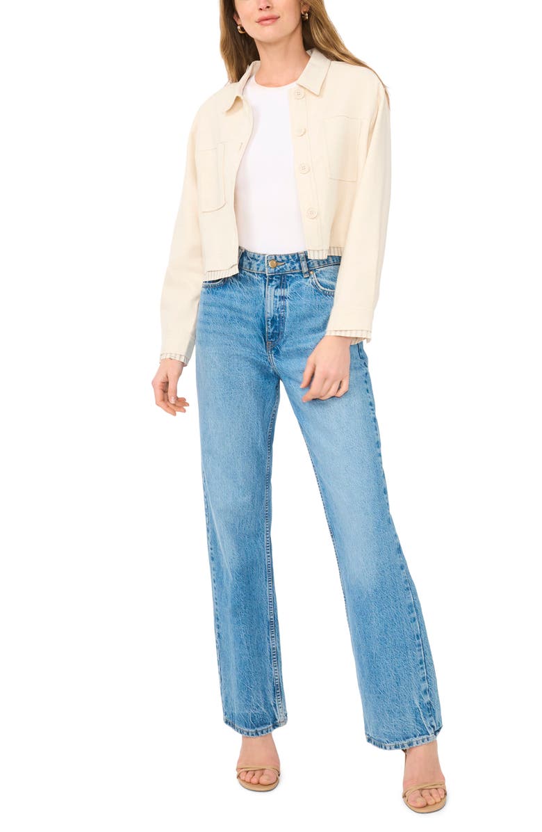 Halogen<sup>®</sup> Crop Twill Shirt Jacket, Alternate, color, Natural Beige