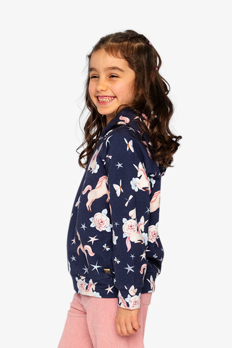 Elastic Cuffs Gummy Bears Raglan Sleeves Hoodie, Alternate, color, Purple Unicorn Print