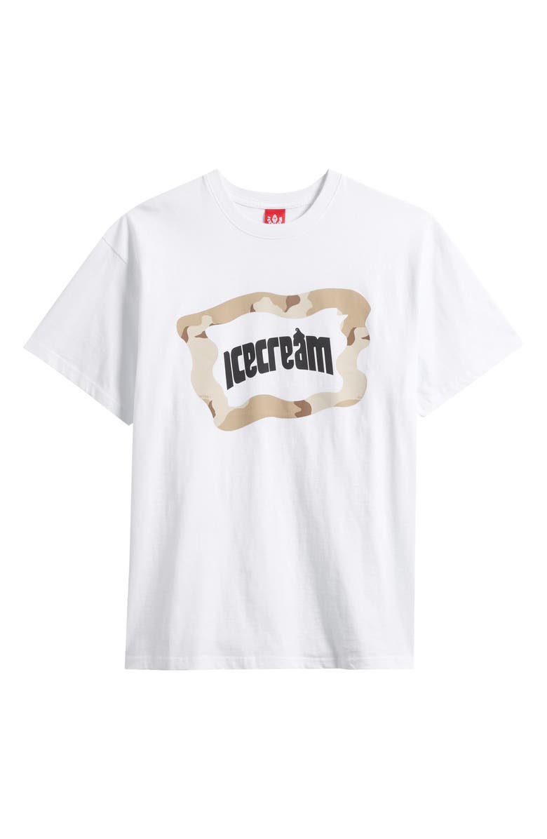 ICECREAM Taupe Cotton Graphic T-Shirt, Main, color, White