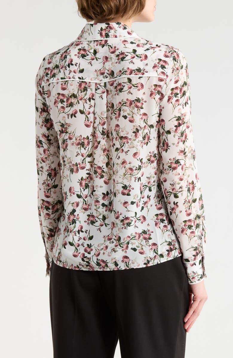 Alice + Olivia Willa Floral Placket Button-Up Shirt, Alternate, color, Fleur Frills Off White