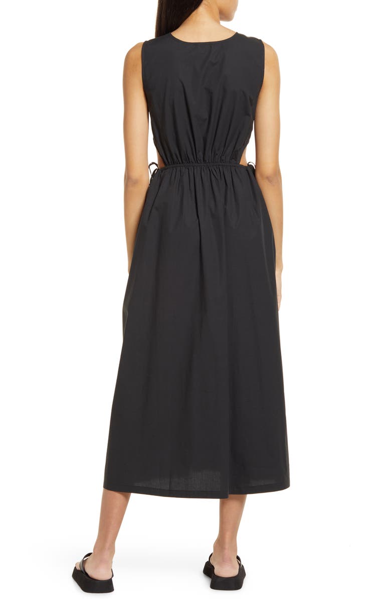 Rails Yvette Cutout Organic Cotton Blend Midi Dress, Alternate, color, Black