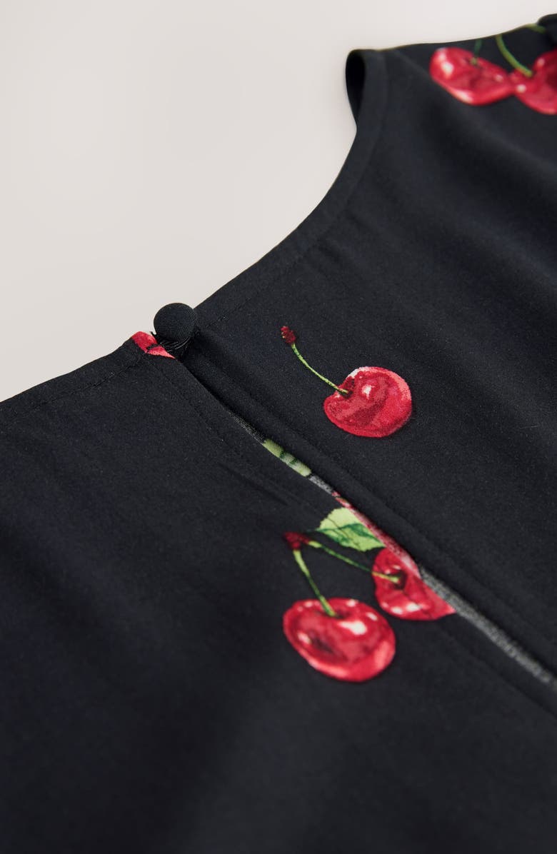 NEXT Cherry Print Long Sleeve Minidress, Alternate, color, Black