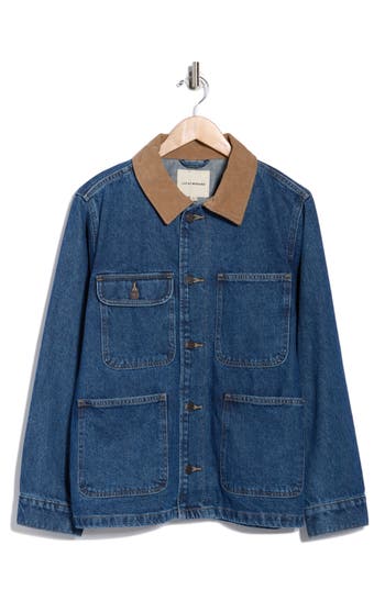 Lucky Brand Corduroy Collar Denim Field Jacket In Blue