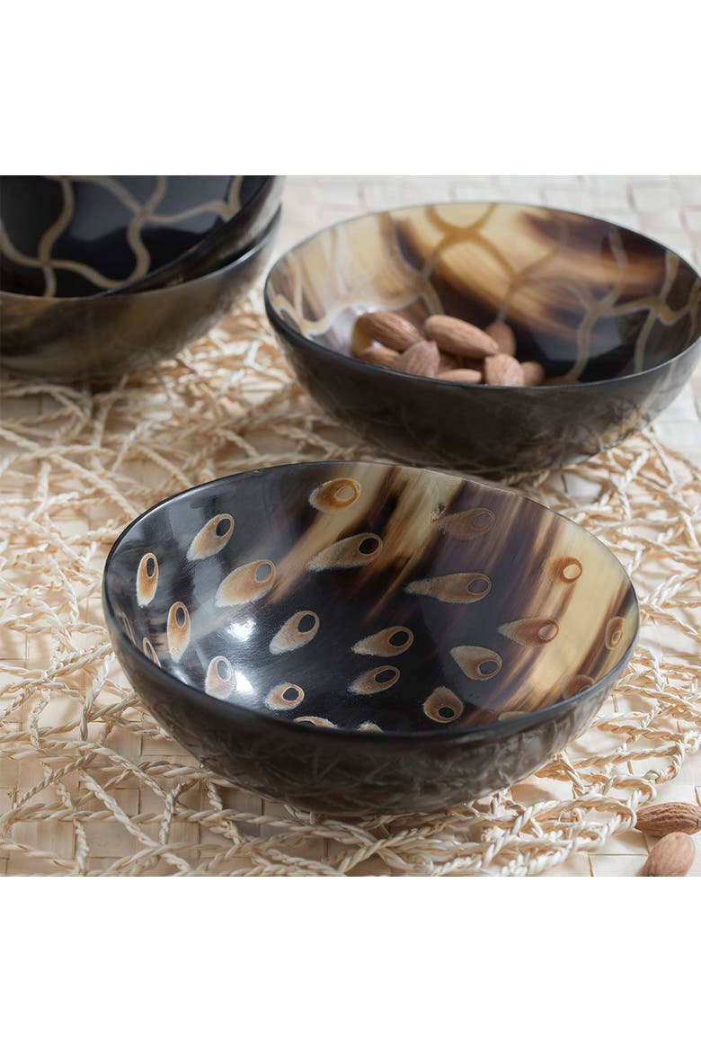Horn Snack Peacock Bowl, Alternate, color, Brown