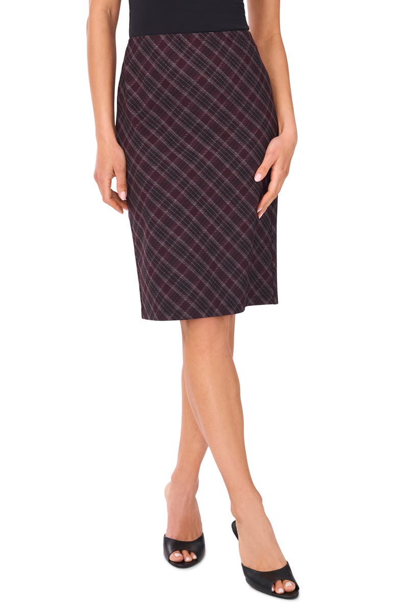 Vince Camuto Plaid Pencil Skirt, Main, color, Rich Black