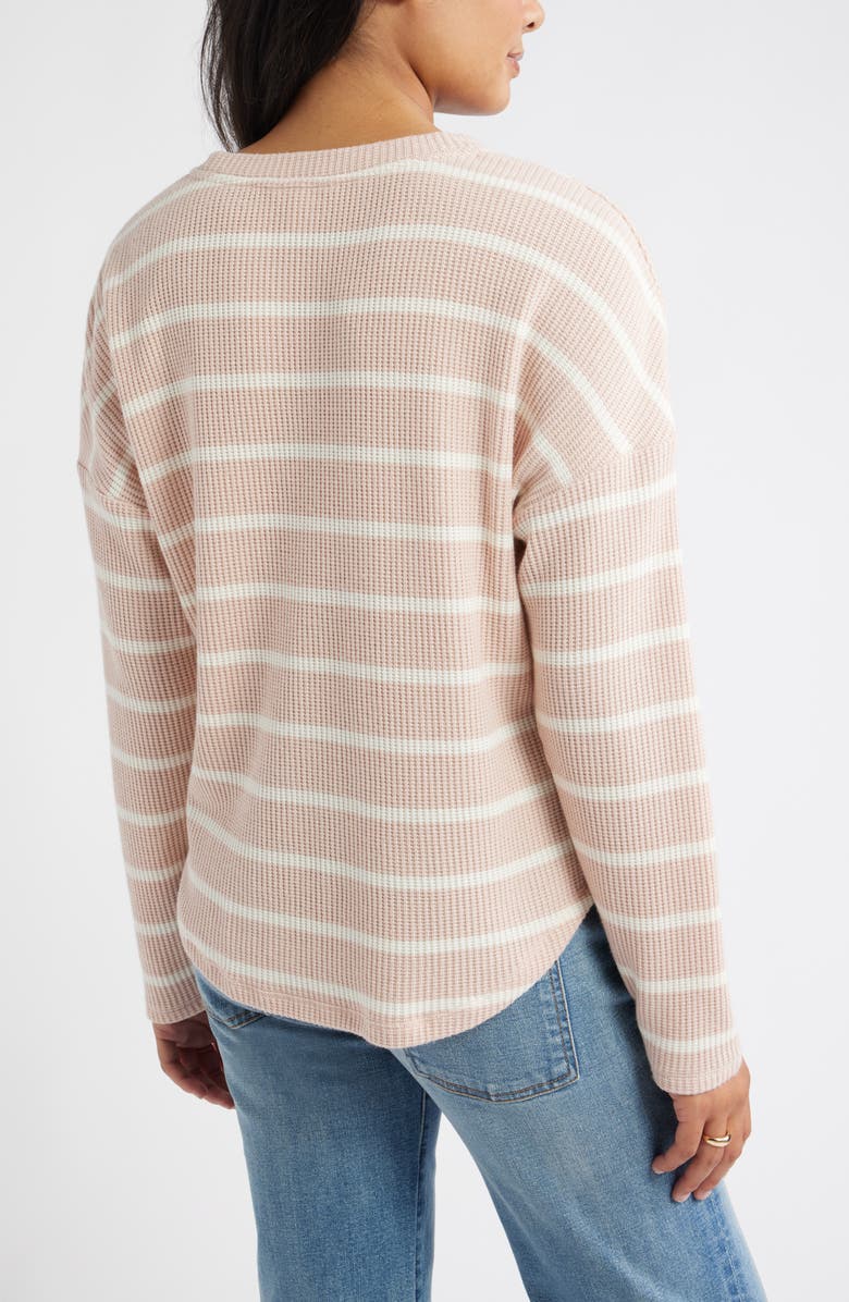 Caslon<sup>®</sup> Long Sleeve Waffle Knit T-Shirt, Alternate, color, Pink Smoke- Ivory Stacy Stripe