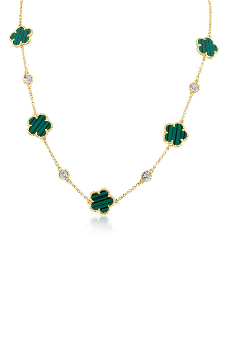 Clover Station Necklace, Main, color, GREEN/ GOLD