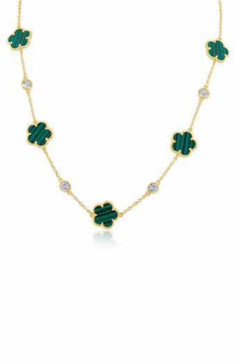 CZ by Kenneth Jay Lane Clover Station Necklace