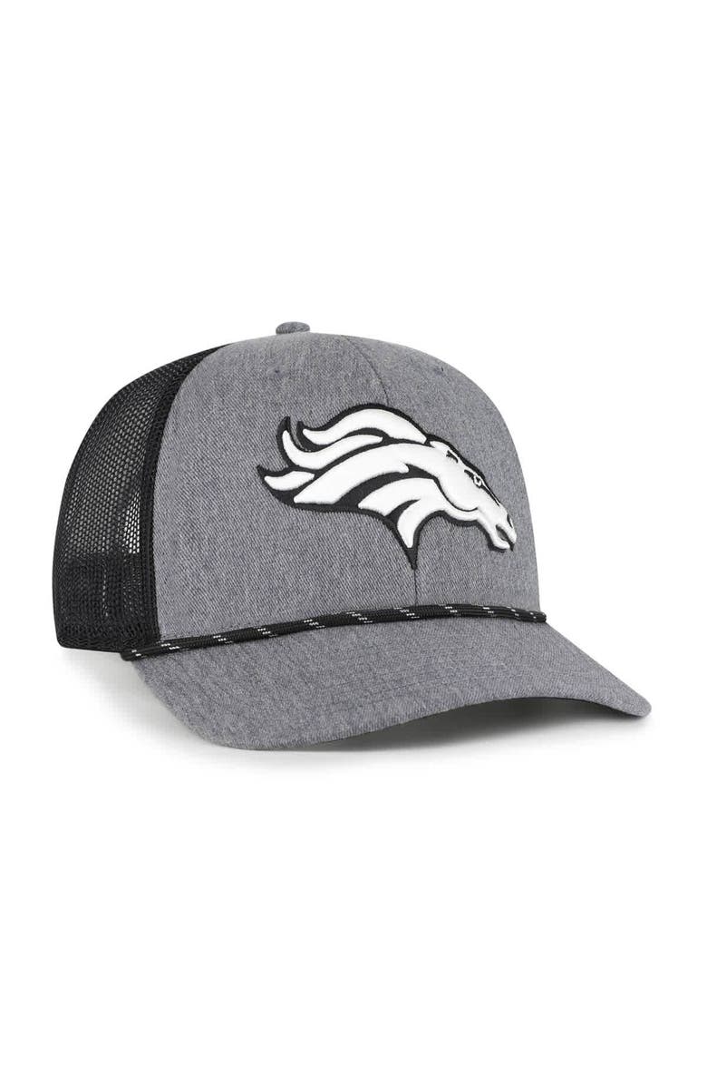 '47 Men's '47 Heather Charcoal Denver Broncos Carbon Rope Trucker Adjustable Hat, Alternate, color,