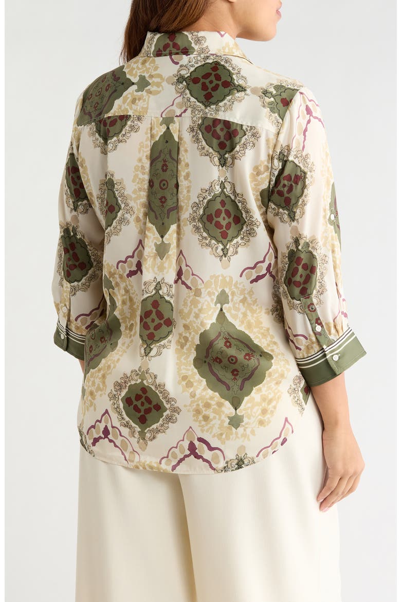 Ishani Scarf Print Button-Up Satin Shirt, Alternate, color, PLACED ARTFUL SCARF
