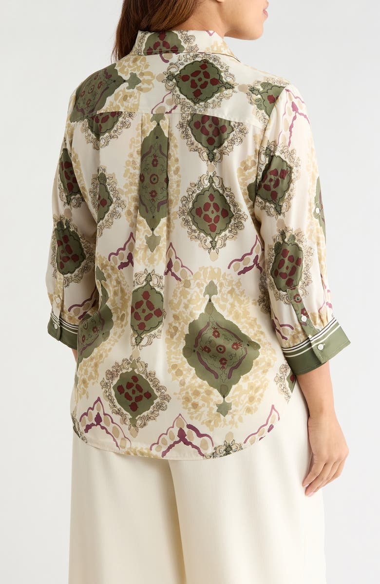 Lysse Ishani Scarf Print Button-Up Satin Shirt, Alternate, color, Placed Artful Scarf