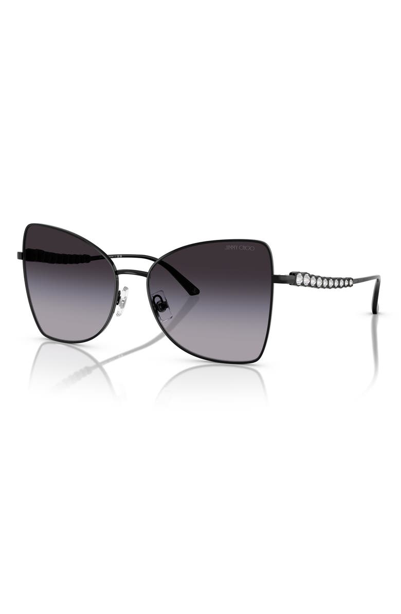 Jimmy Choo 55mm Butterfly Sunglasses, Alternate, color, Black