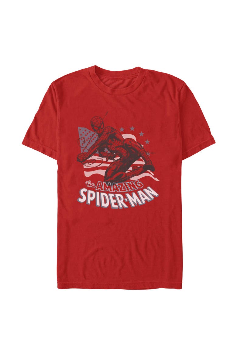 Men's Marvel Spider-Man The Amazing American Spidey  Graphic T-Shirt, Main, color, Red