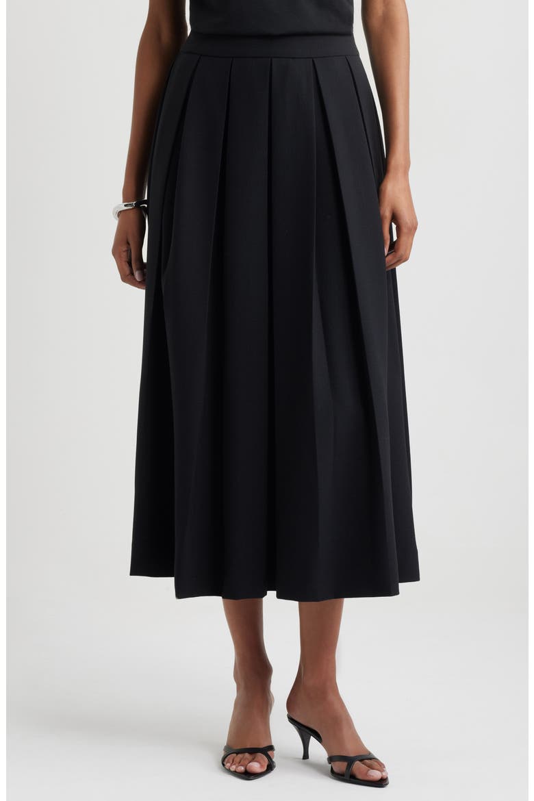 Pleated Midi Skirt, Main, color, BLACK