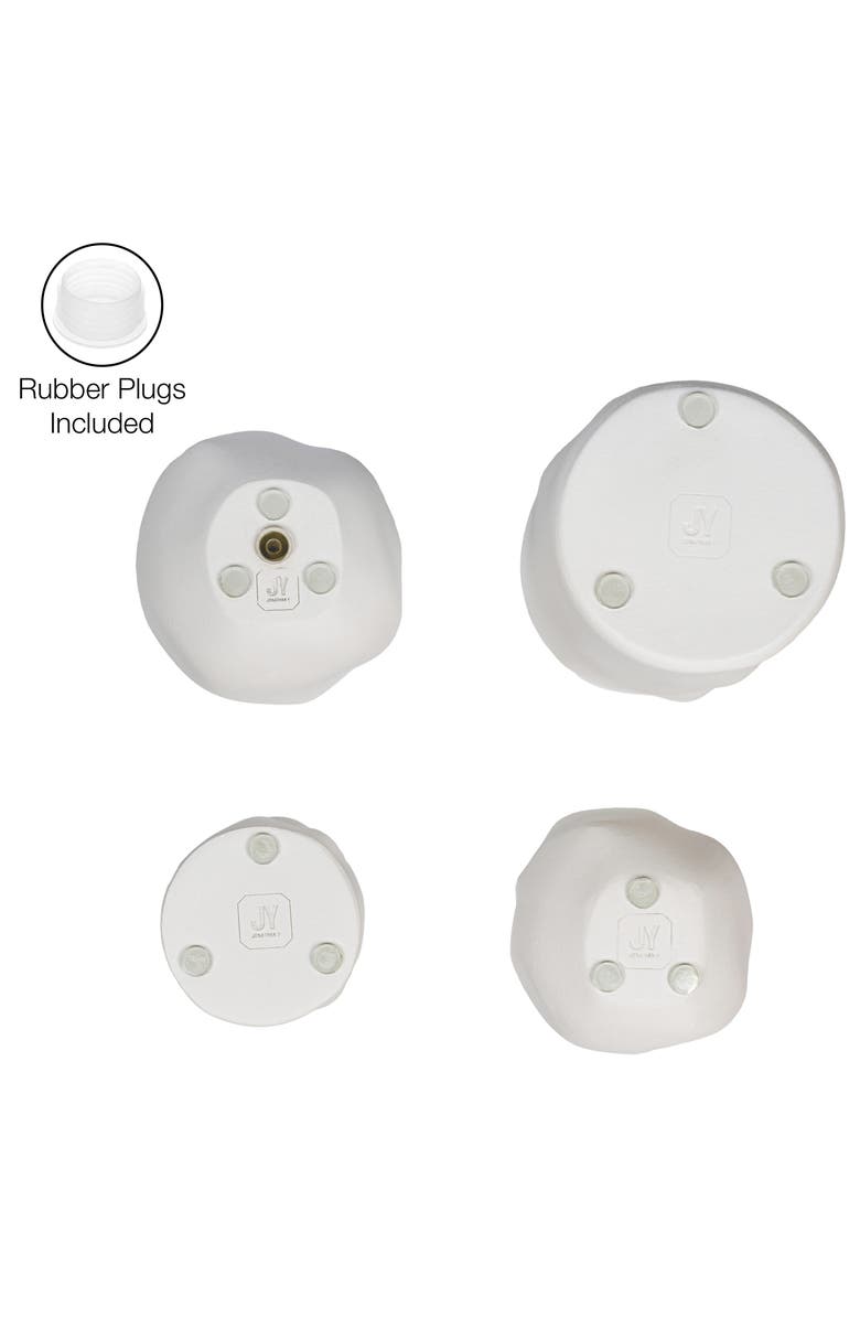 JONATHAN Y Linden Modern Minimalist Handmade Concrete Organic Sculptural Cylinder and Round Planter Set with Drainage Holes, Alternate, color, White