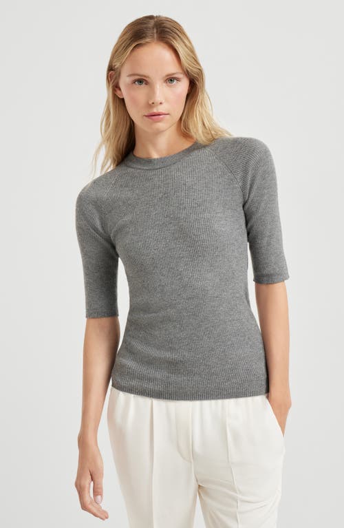 Brunello Cucinelli Sparkling Cashmere Sweater In Gray