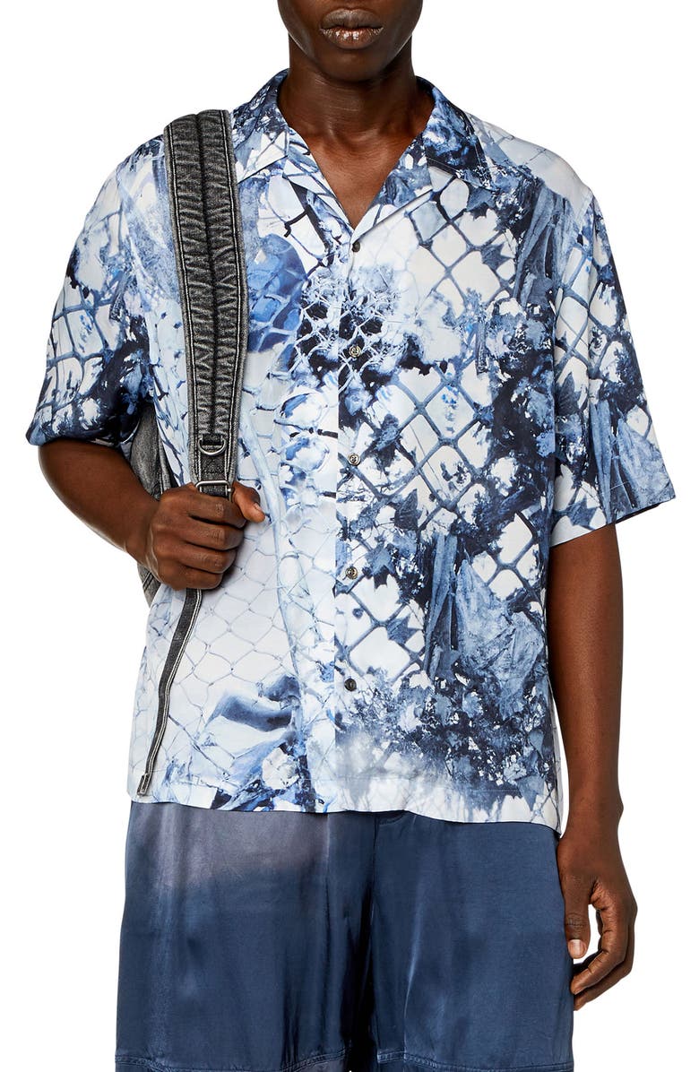 DIESEL<sup>®</sup> Bristol Camouflower Short Sleeve Camp Shirt, Main, color,