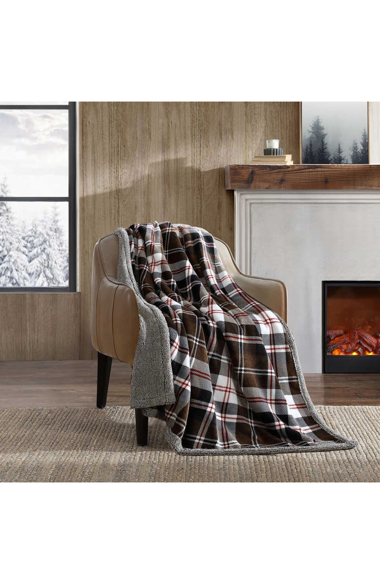 Eddie Bauer Trailhead Plaid Throw Blanket, Alternate, color, Brown