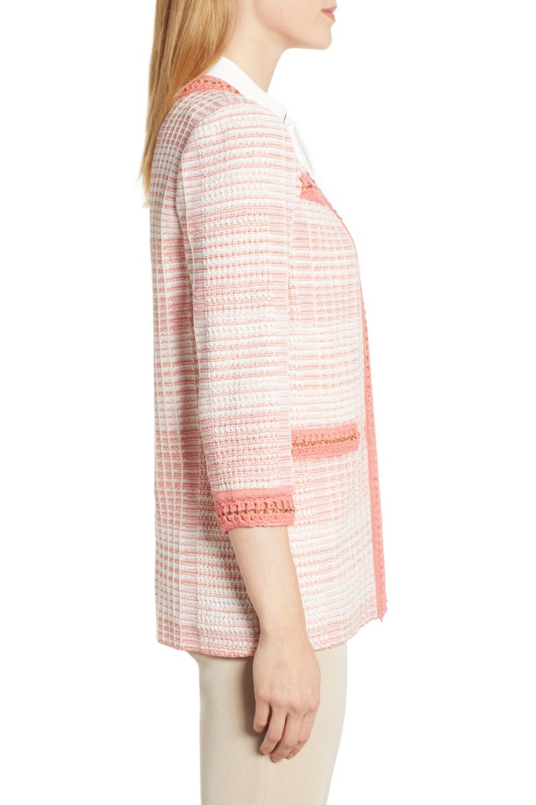 Stripe Knit Jacket, Alternate, color, PLUMERIA/ MAGNOLIA/ WHITE