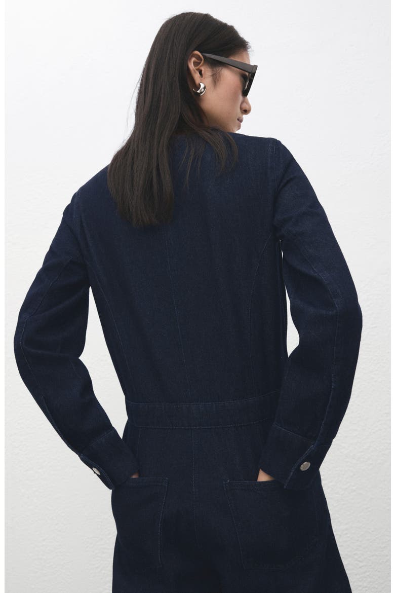 Long Sleeve Denim Jumpsuit, Alternate, color, DARK BLUE