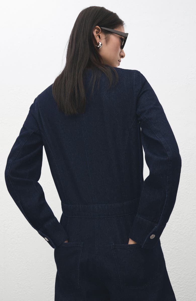 MANGO Long Sleeve Denim Jumpsuit, Alternate, color, Dark Blue