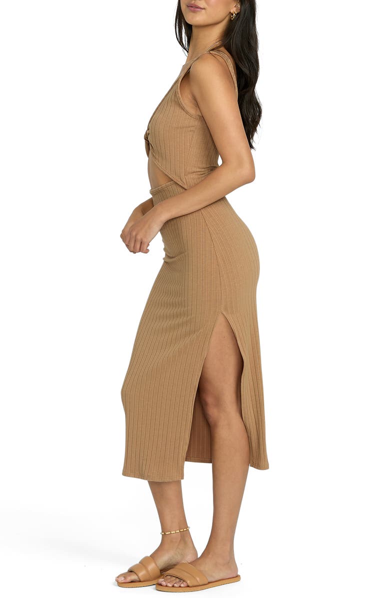 Billabong Take a Look Convertible Rib Midi Dress, Alternate, color, Rose Brown